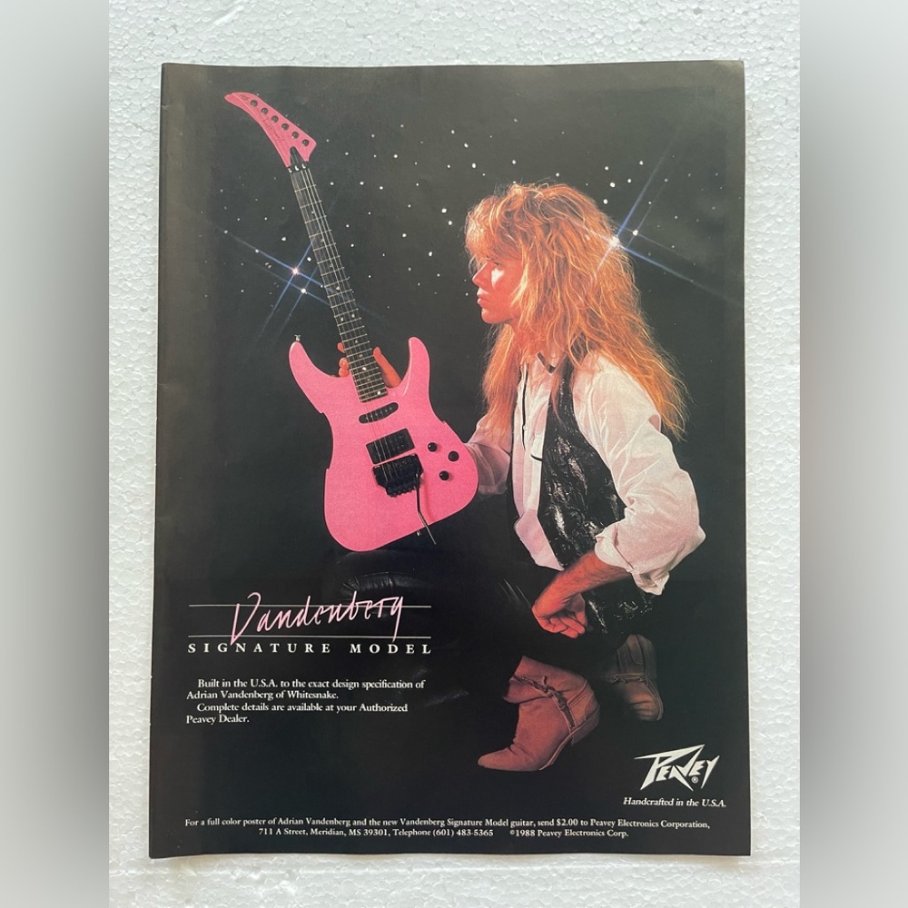 Peavey Whitesnake’s Adrian Vandenberg Signature Model Guitar Ad Pinup